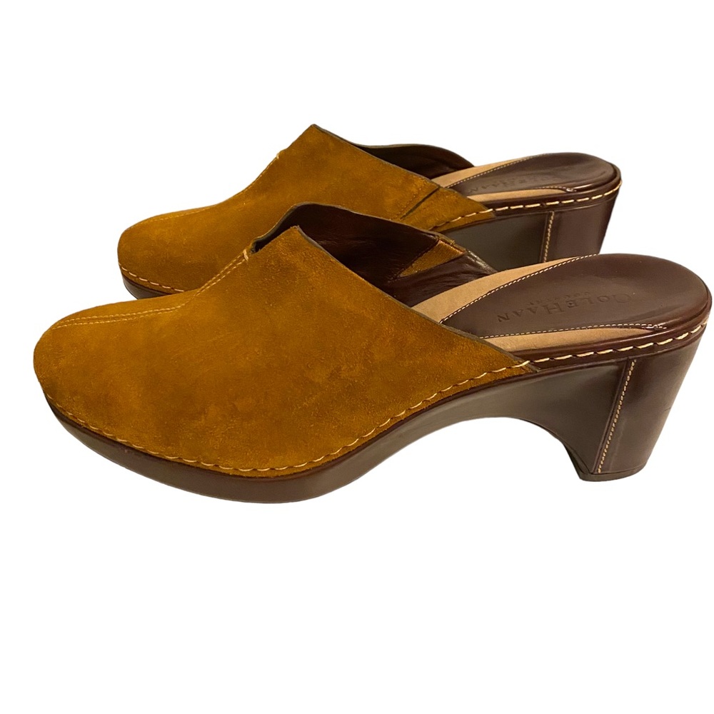 Cole Haan Country Size 11B Brown Suede Leather Wedge Slip On Mules/Clogs D12098